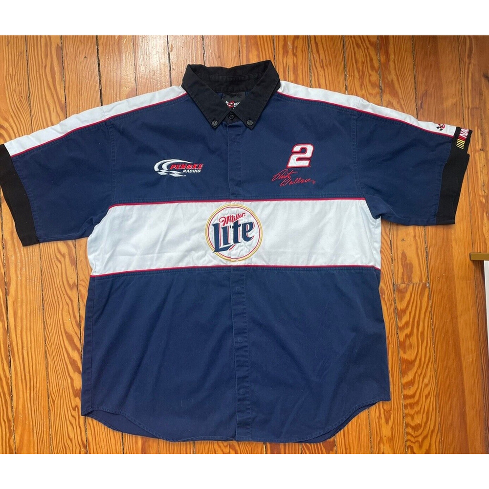 Rusty Wallace NASCAR Chase Authentics‎ Miller Lite Size Men Blue Racing